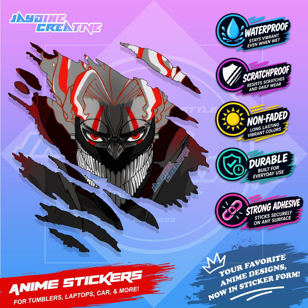 Dandadan Anime Scratch Sticker | Waterproof Vinyl for Helmet, Motorcycle, Car, Laptop & Tumbler