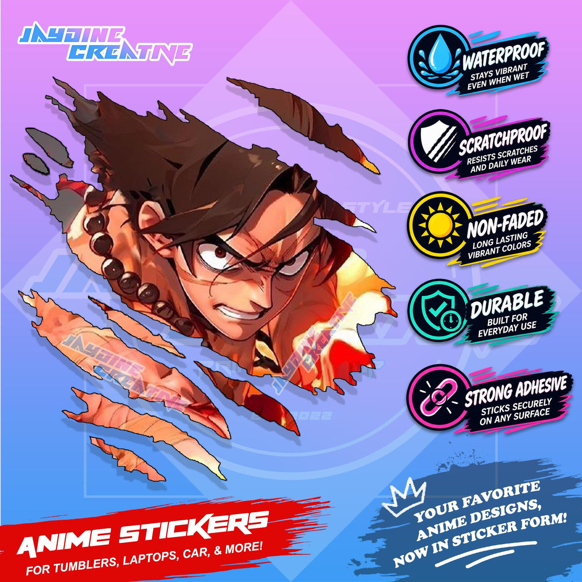 All  Anime Inspired Scratch Sticker Waterproof Vinyl for Helmet, Motorcycle, Car, Laptop, Phone & Tumbler