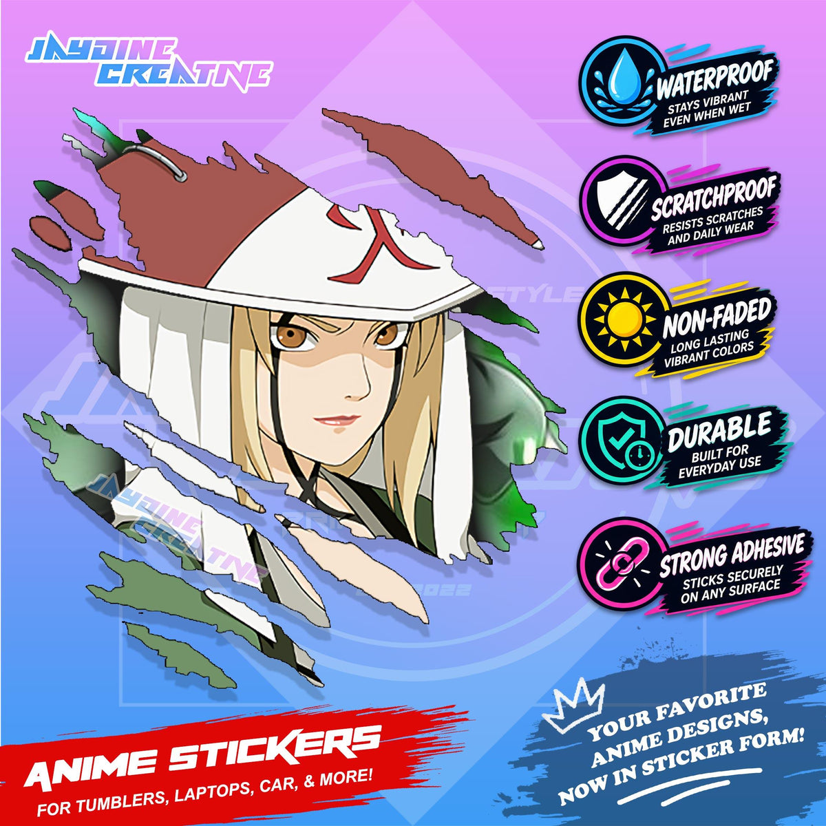 Naruto Inspired Scratch Sticker | Waterproof Vinyl for Helmet, Motorcycle, Car & Tumbler