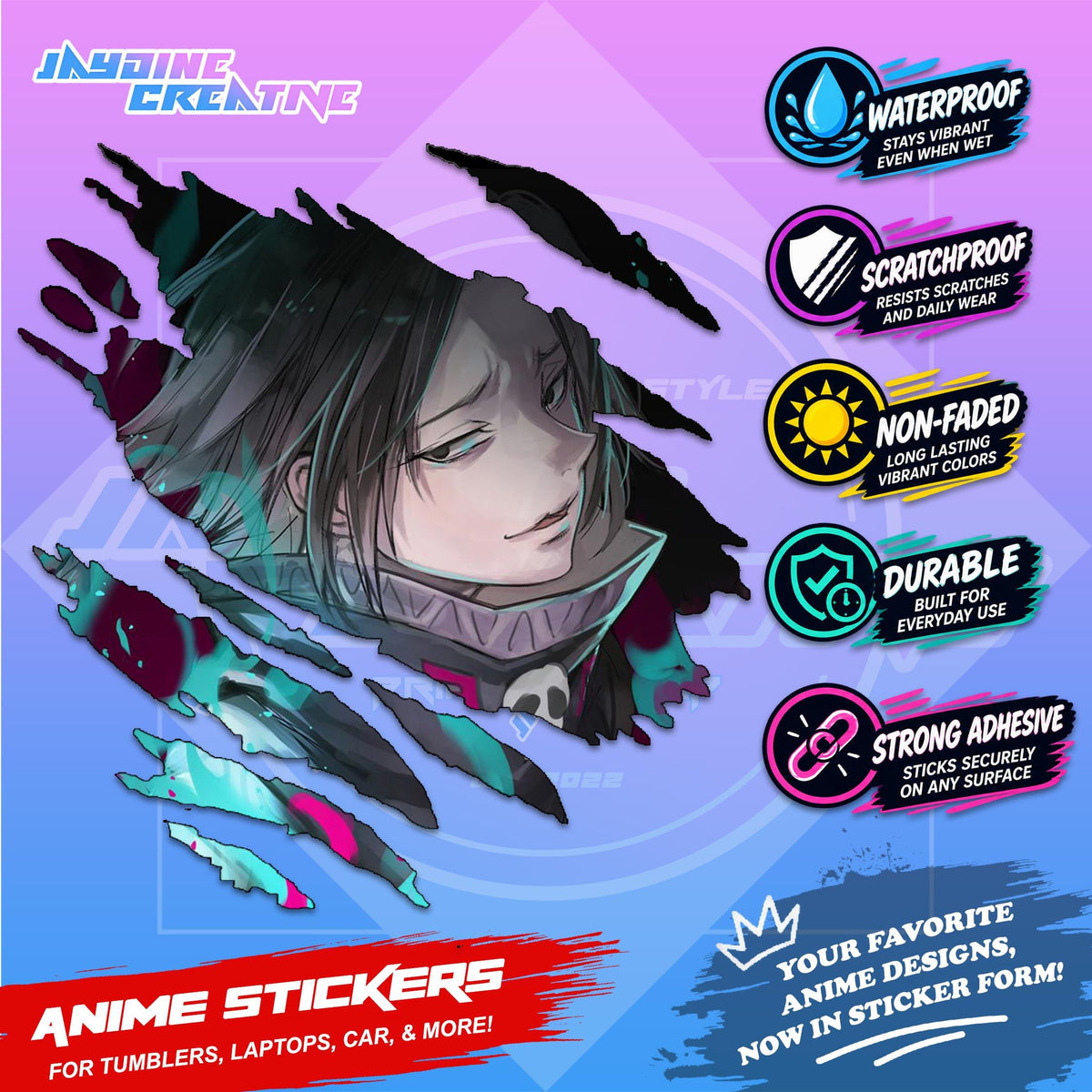 Hunter x Hunter Inspired Scratch Sticker | Waterproof Vinyl for Helmet, Motorcycle, Car & Tumbler