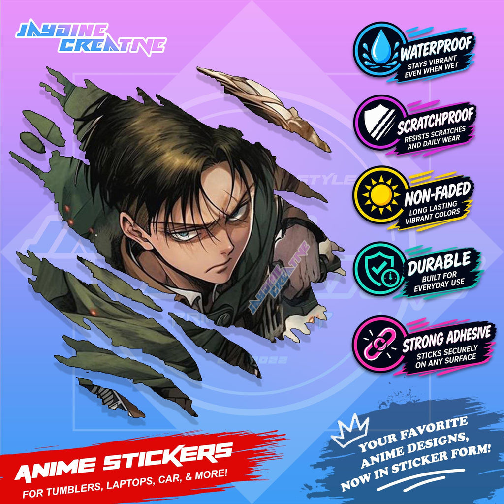 Attack on Titan Anime Inspired Scratch Sticker Waterproof Vinyl for Helmet Motorcycle, Car & Tumbler