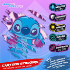 Stitch Inspired Scratch Sticker | Waterproof Vinyl for Helmet, Motorcycle, Car, Laptop & Tumbler