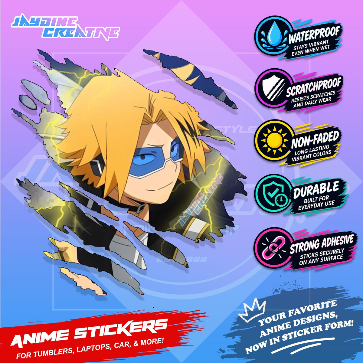 My Hero Academia Anime Inspired Scratch Sticker Waterproof Vinyl for Helmet, Car, Laptop & Tumbler