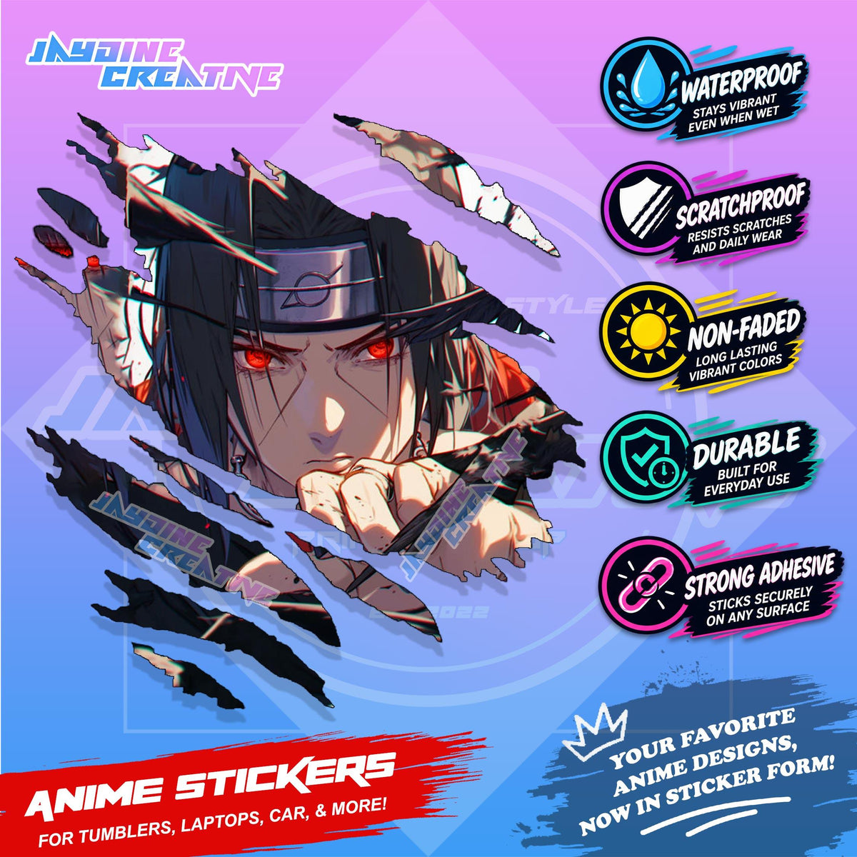 All Anime Anime Inspired Set 2  Anime Inspired Scratch Sticker Waterproof Vinyl for Helmet, Motorcycle, Car, Laptop & Tumbler