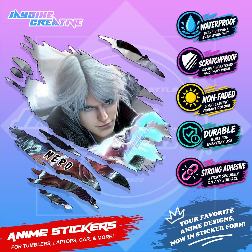 Devil May Cry Inspired Scratch Sticker | Waterproof Vinyl for Helmet, Motorcycle, Laptop & Tumbler