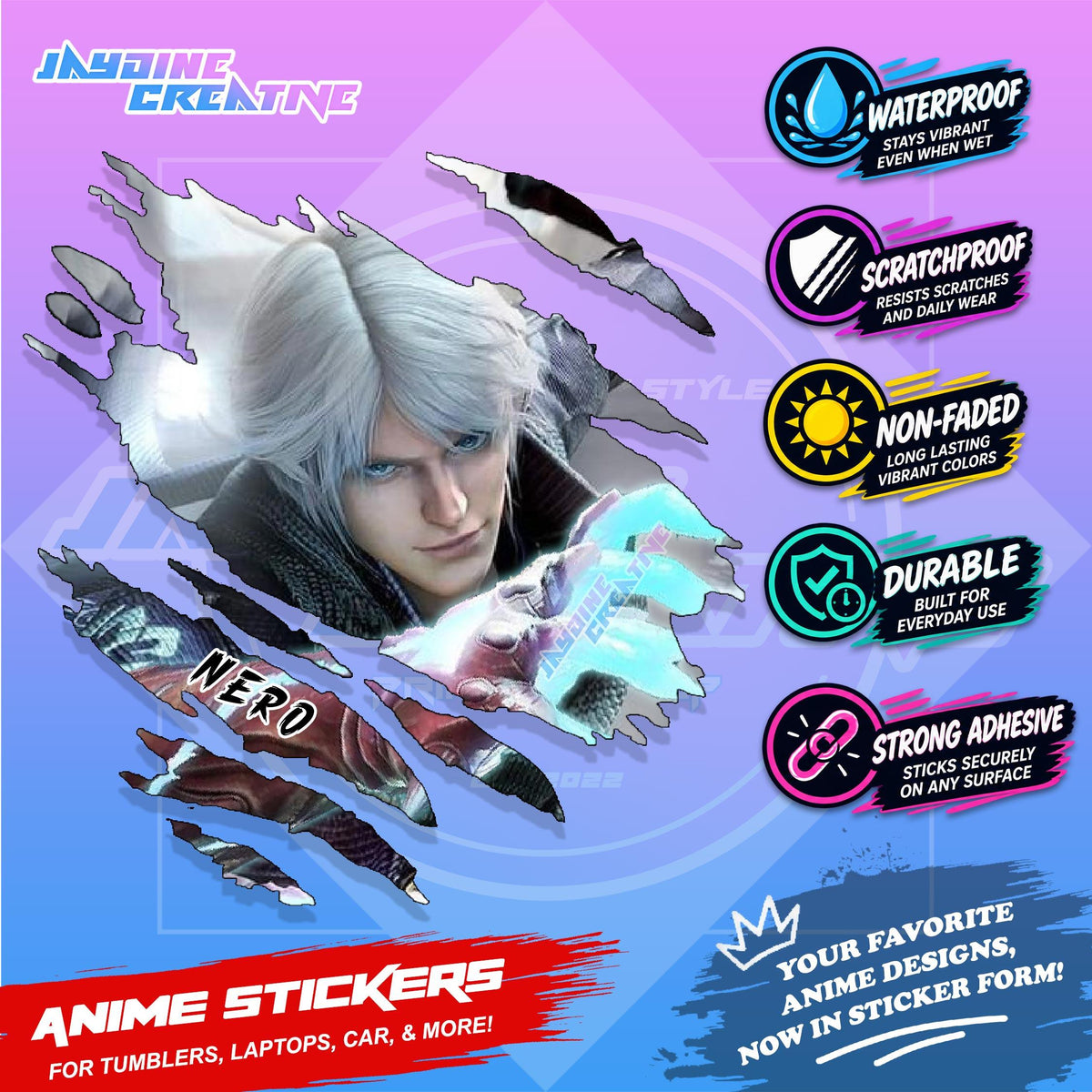 Devil May Cry Inspired Scratch Sticker | Waterproof Vinyl for Helmet, Motorcycle, Laptop & Tumbler