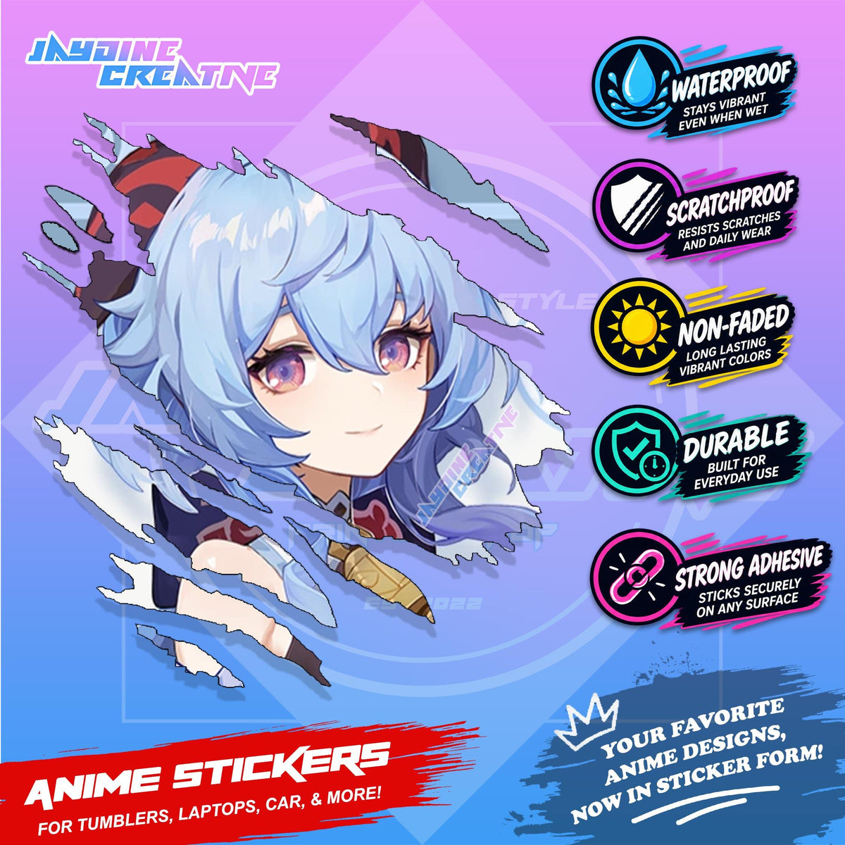 Genshin Liyue Inspired Scratch Sticker | Waterproof Vinyl for Helmet, Motorcycle, Laptop & Tumbler