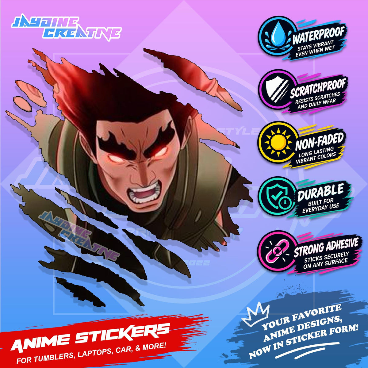 Naruto Inspired Scratch Sticker | Waterproof Vinyl for Helmet, Motorcycle, Car & Tumbler