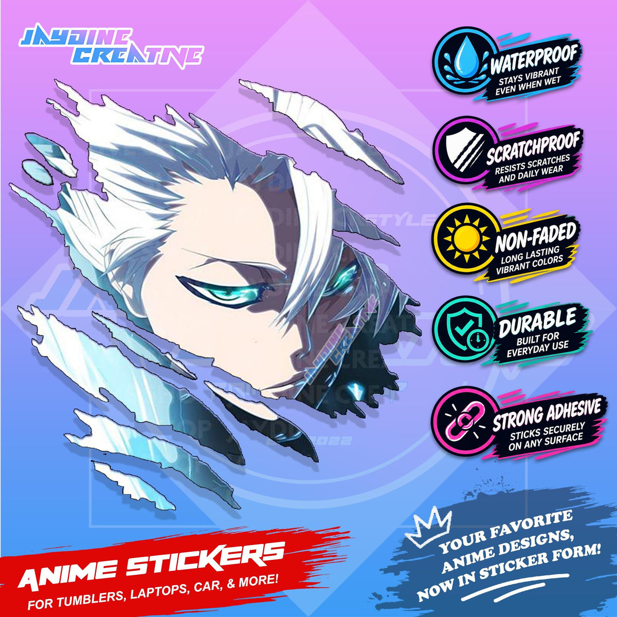 Bleach Anime Inspired Scratch Sticker Waterproof Vinyl for Helmet, Motorcycle, Car, Laptop & Tumbler