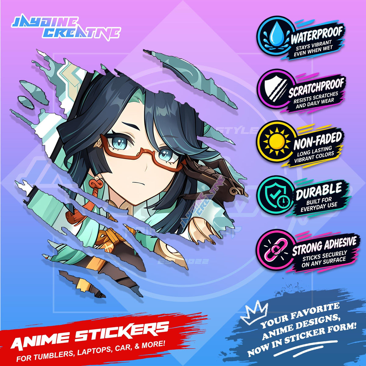 Genshin Liyue Inspired Scratch Sticker | Waterproof Vinyl for Helmet, Motorcycle, Laptop & Tumbler