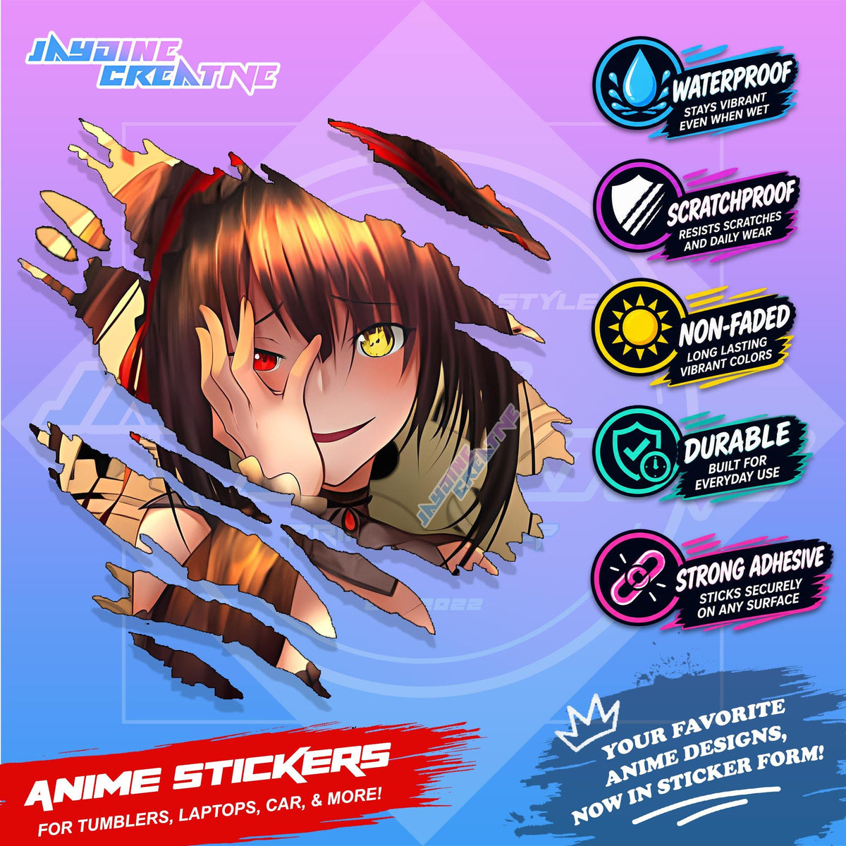 Date A Live Anime Inspired Scratch Sticker | Waterproof Vinyl for Helmet Motorcycle Laptop & Tumbler
