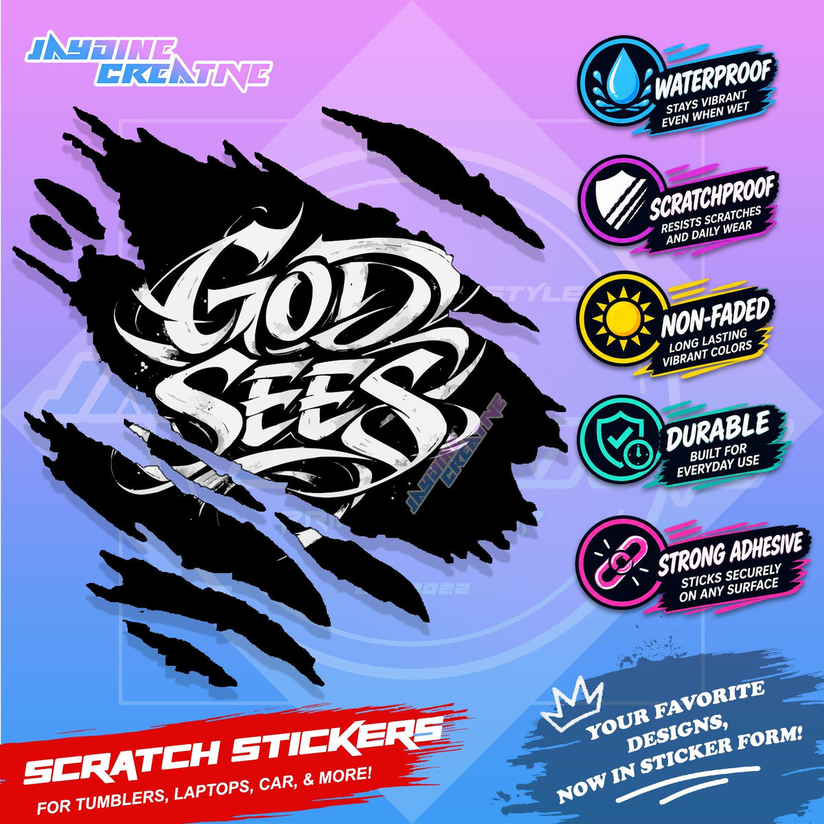 Bible Verse God Jesus Christ Scratch Sticker Waterproof Vinyl for Helmet, Motorcycle, Car & Tumbler