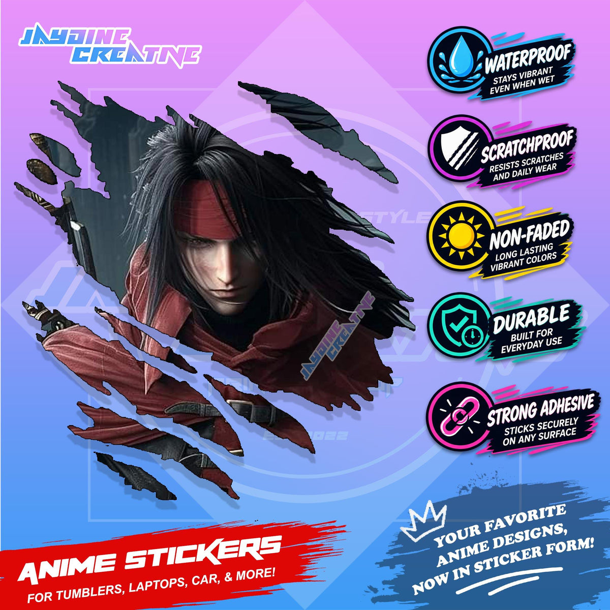 Final Fantasy Inspired Scratch Sticker | Waterproof Vinyl for Helmet, Motorcycle, Laptop & Tumbler