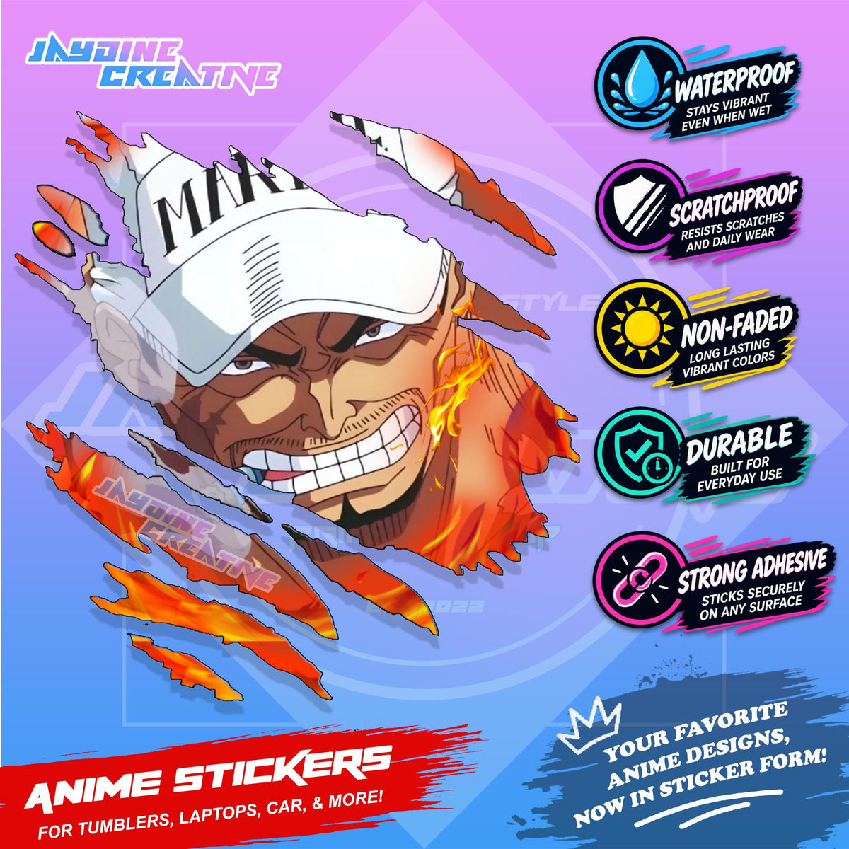 One Piece God Valley Scratch Sticker Waterproof Vinyl for Helmet, Motorcycle, Car, Laptop & Tumbler