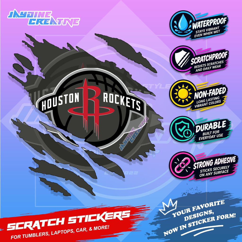 Basketball Team Inspired Scratch Sticker Waterproof Vinyl for Helmet, Motorcycle, Car, Laptop & Tumbler