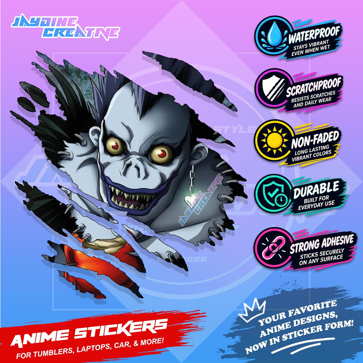 Death Note Anime Inspired Scratch Sticker | Waterproof Vinyl for Helmet Motorcycle, Laptop & Tumbler