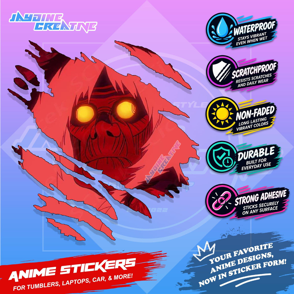 Dandadan Anime Scratch Sticker | Waterproof Vinyl for Helmet, Motorcycle, Car, Laptop & Tumbler