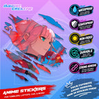 Darling in the Franxx Scratch Sticker Waterproof Vinyl for Helmet, Motorcycle, Car, Laptop & Tumbler
