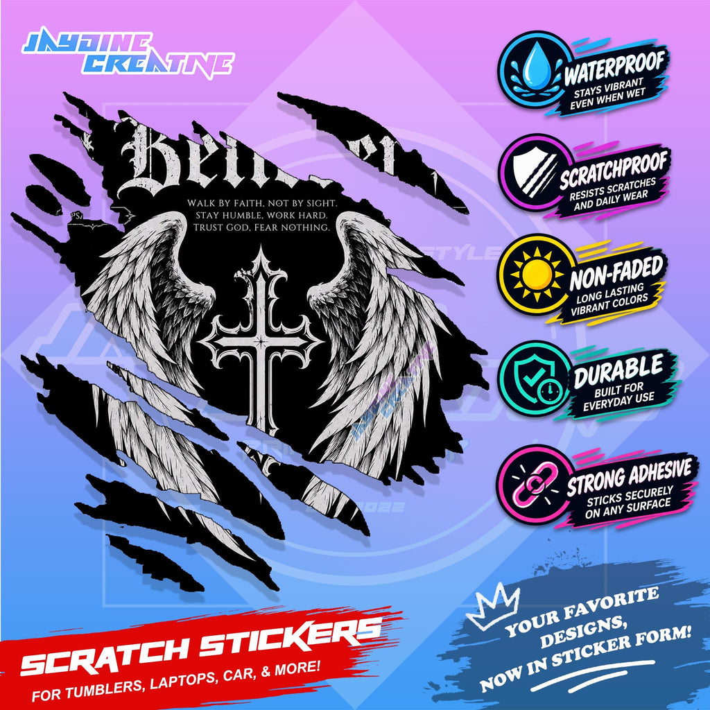 Bible Verse God Jesus Christ Scratch Sticker Waterproof Vinyl for Helmet, Motorcycle, Car & Tumbler
