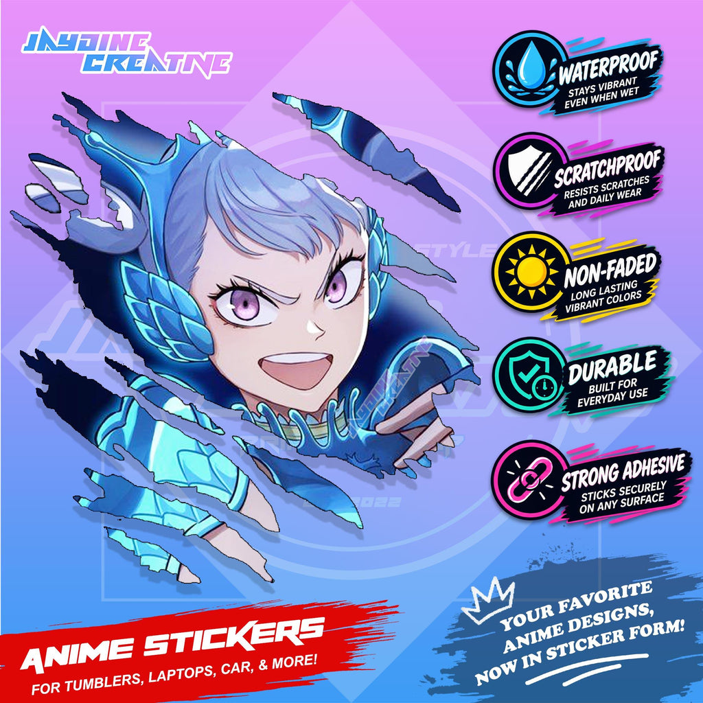 Black Clover Inspired Scratch Sticker Waterproof Vinyl for Helmet, Motorcycle, Car, Laptop & Tumbler