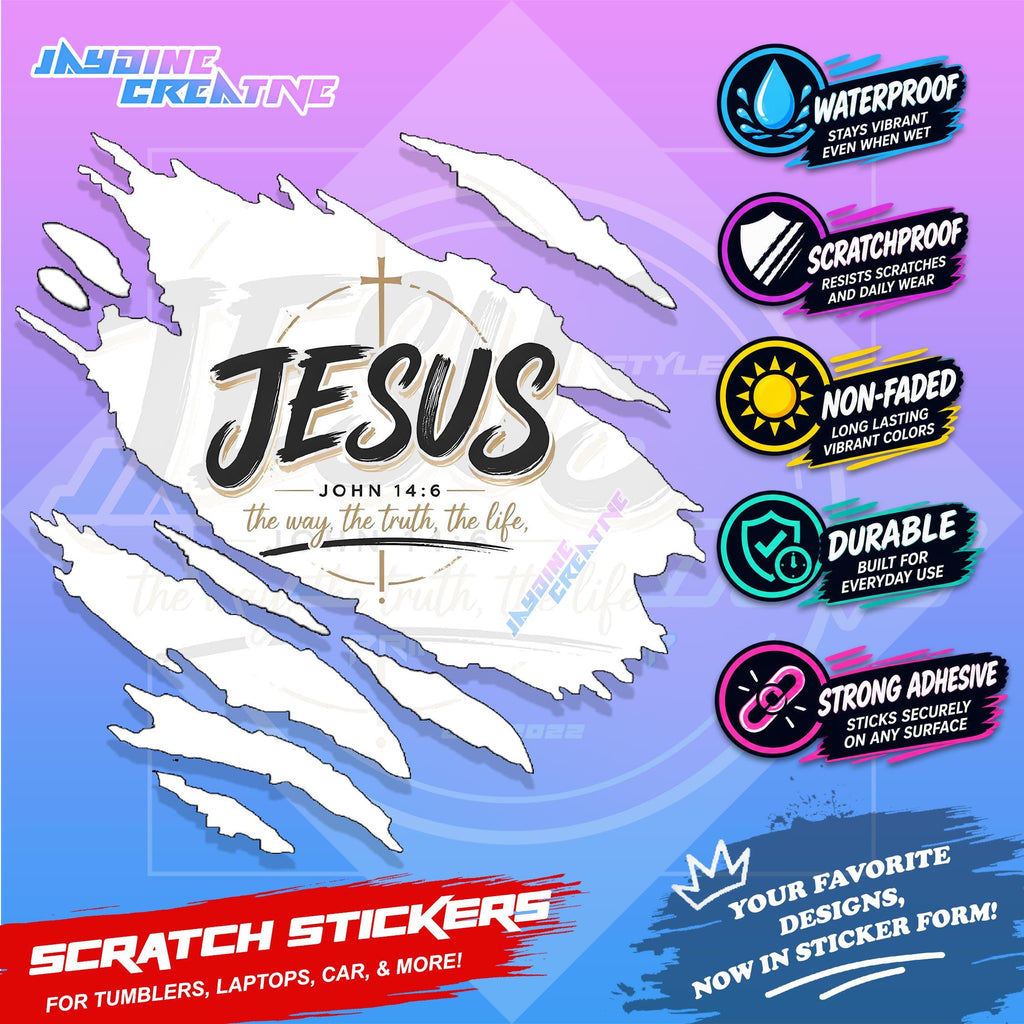 Bible Verse God Jesus Christ Scratch Sticker Waterproof Vinyl for Helmet, Motorcycle, Car & Tumbler