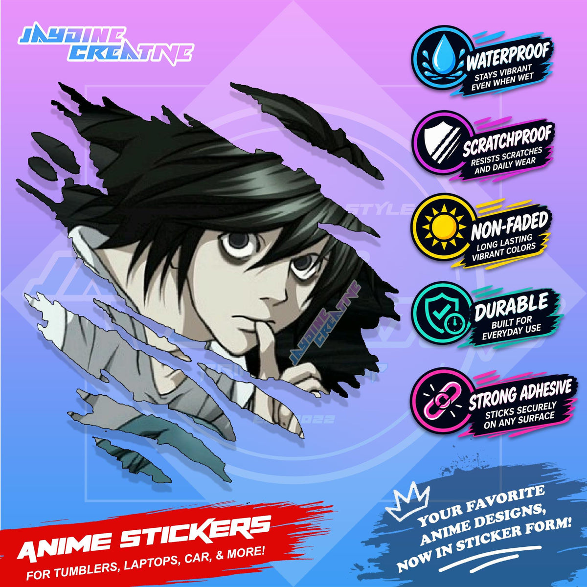 Death Note Anime Inspired Scratch Sticker | Waterproof Vinyl for Helmet Motorcycle, Laptop & Tumbler