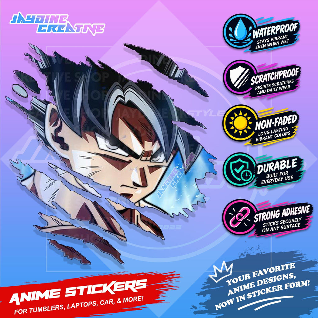 Dragonball Anime Inspired Scratch Sticker Waterproof Vinyl for Helmet, Motorcycle, Car & Tumbler