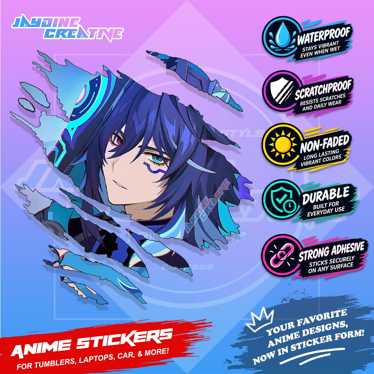 Genshin Natlan Inspired Scratch Sticker | Waterproof Vinyl for Helmet, Motorcycle, Laptop & Tumbler