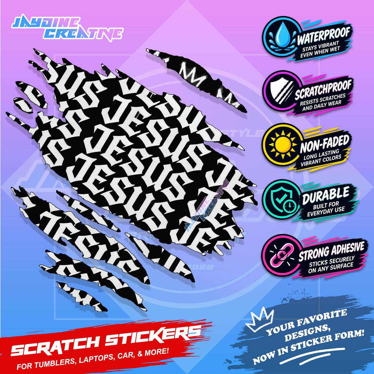 Bible Verse God Jesus Christ Scratch Sticker Waterproof Vinyl for Helmet, Motorcycle, Car & Tumbler