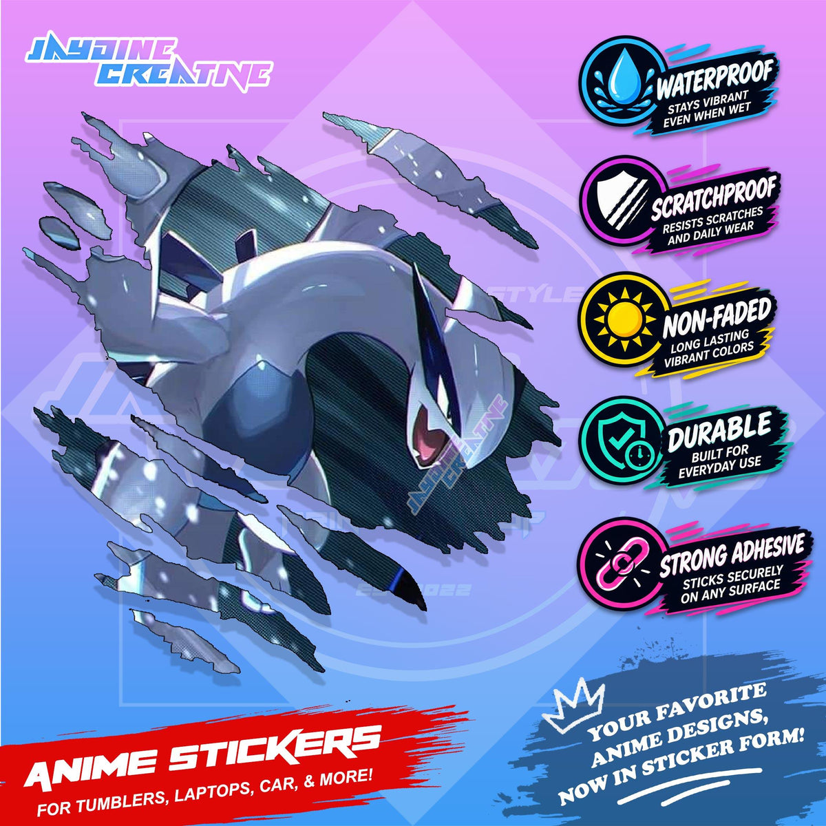 Pokemon Inspired Scratch Sticker | Waterproof Vinyl for Helmet, Motorcycle, Car & Tumbler