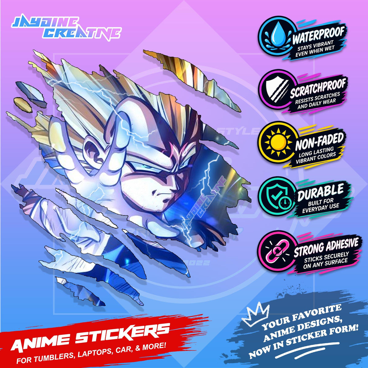 Dragonball Anime Inspired Scratch Sticker Waterproof Vinyl for Helmet, Motorcycle, Car & Tumbler