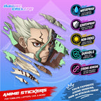 Dr. Stone Anime Inspired Scratch Sticker | Waterproof Vinyl for Helmet, Motorcycle, Laptop & Tumbler