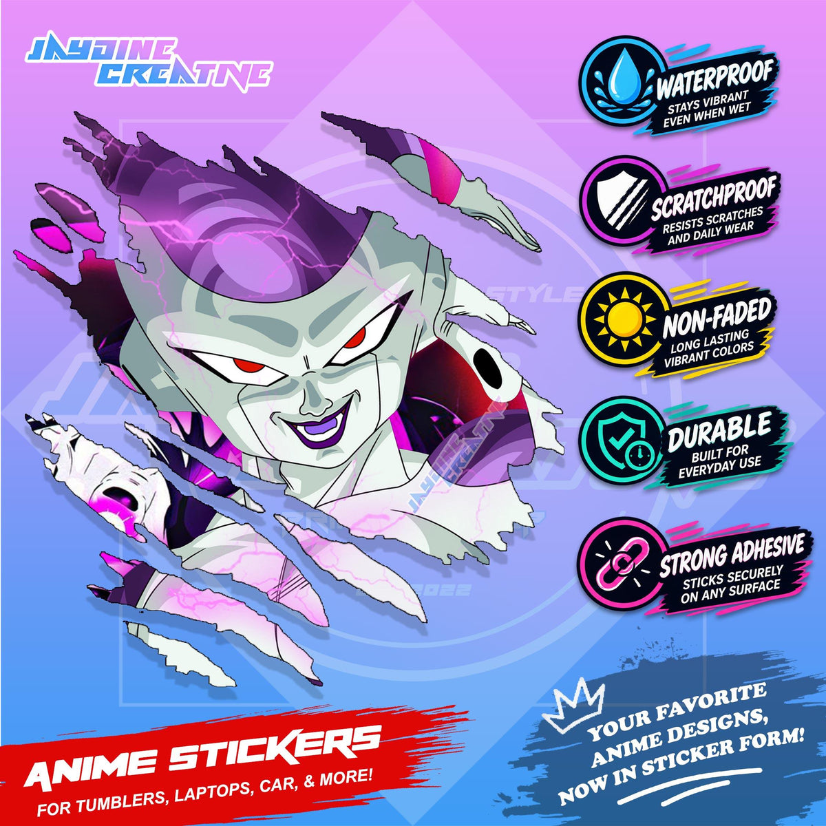 Dragonball Anime Inspired Scratch Sticker Waterproof Vinyl for Helmet, Motorcycle, Car & Tumbler
