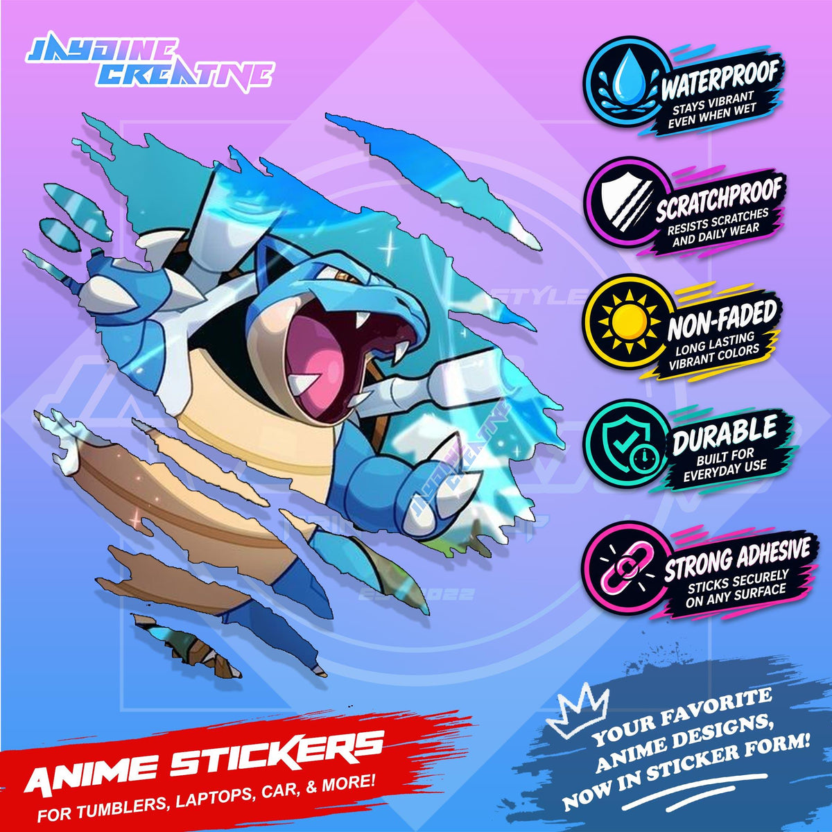 Pokemon Inspired Scratch Sticker | Waterproof Vinyl for Helmet, Motorcycle, Car & Tumbler