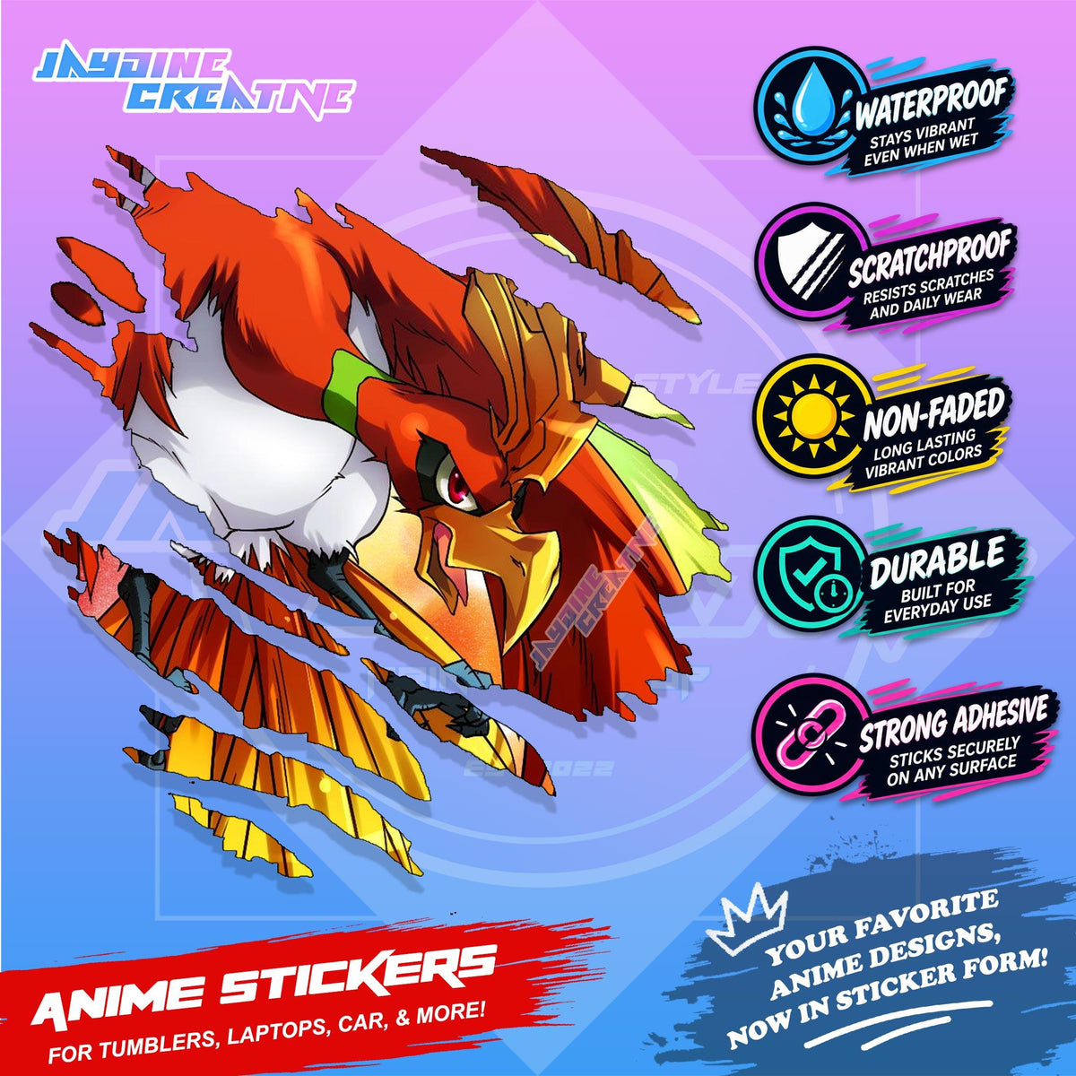Pokemon Inspired Scratch Sticker | Waterproof Vinyl for Helmet, Motorcycle, Car & Tumbler