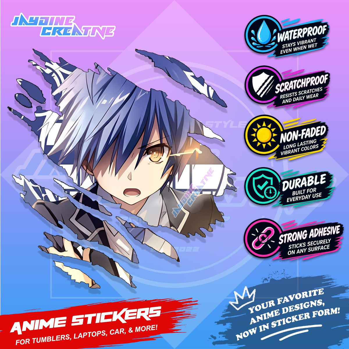 Date A Live Anime Inspired Scratch Sticker | Waterproof Vinyl for Helmet Motorcycle Laptop & Tumbler