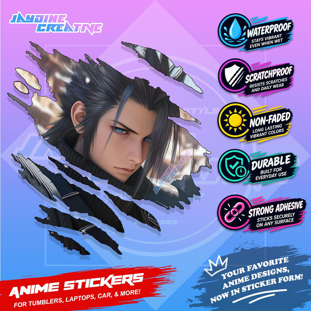 Final Fantasy Inspired Scratch Sticker | Waterproof Vinyl for Helmet, Motorcycle, Laptop & Tumbler