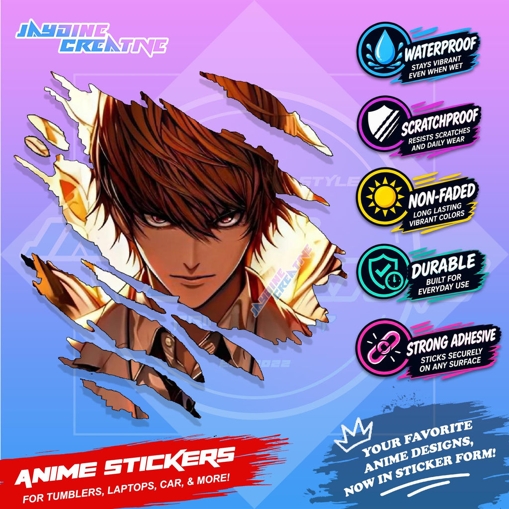 Death Note Anime Inspired Scratch Sticker | Waterproof Vinyl for Helmet Motorcycle, Laptop & Tumbler