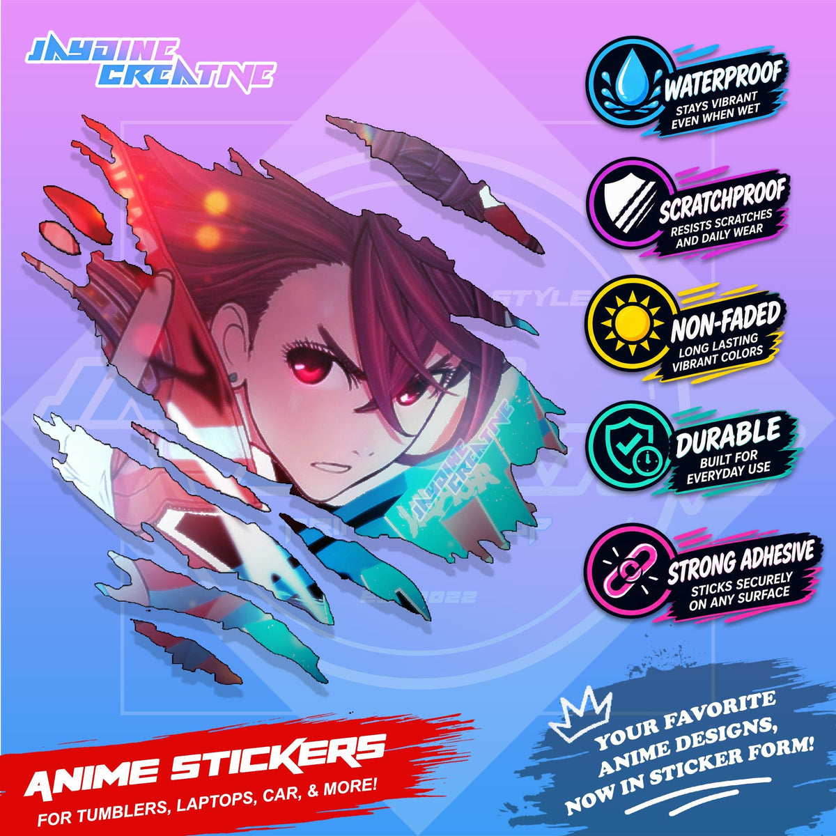 Dandadan Anime Scratch Sticker | Waterproof Vinyl for Helmet, Motorcycle, Car, Laptop & Tumbler