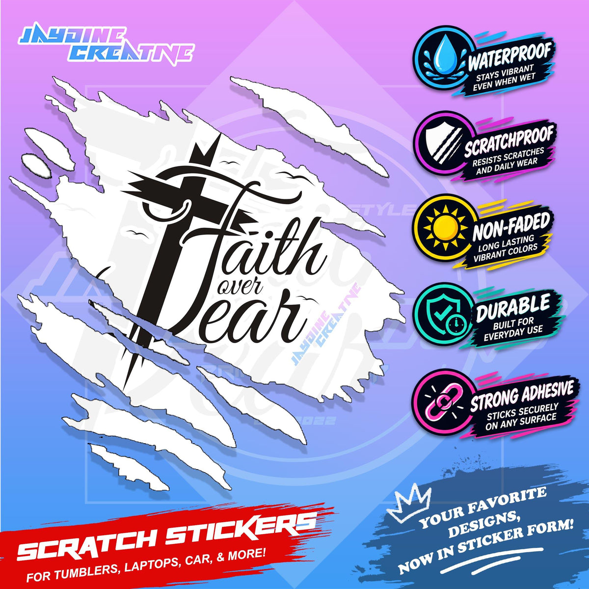 Bible Verse God Jesus Christ Scratch Sticker Waterproof Vinyl for Helmet, Motorcycle, Car & Tumbler