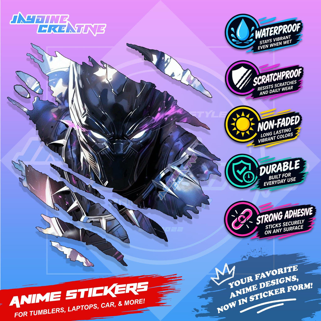 Black Panther Inspired Scratch Sticker | Waterproof Vinyl for Helmet, Motorcycle, Car & Tumbler