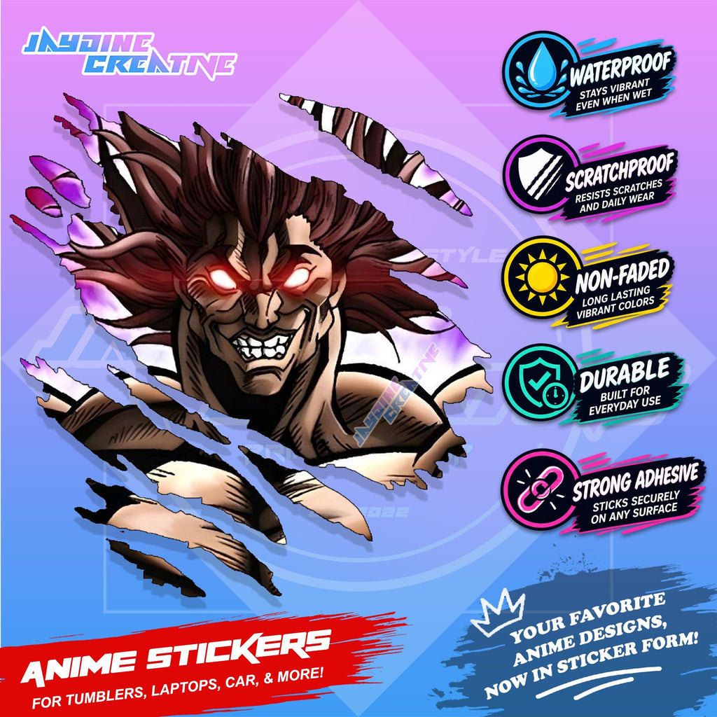 Baki Inspired Scratch Sticker | Waterproof Vinyl for Helmet, Motorcycle, Car, Laptops & Tumblers