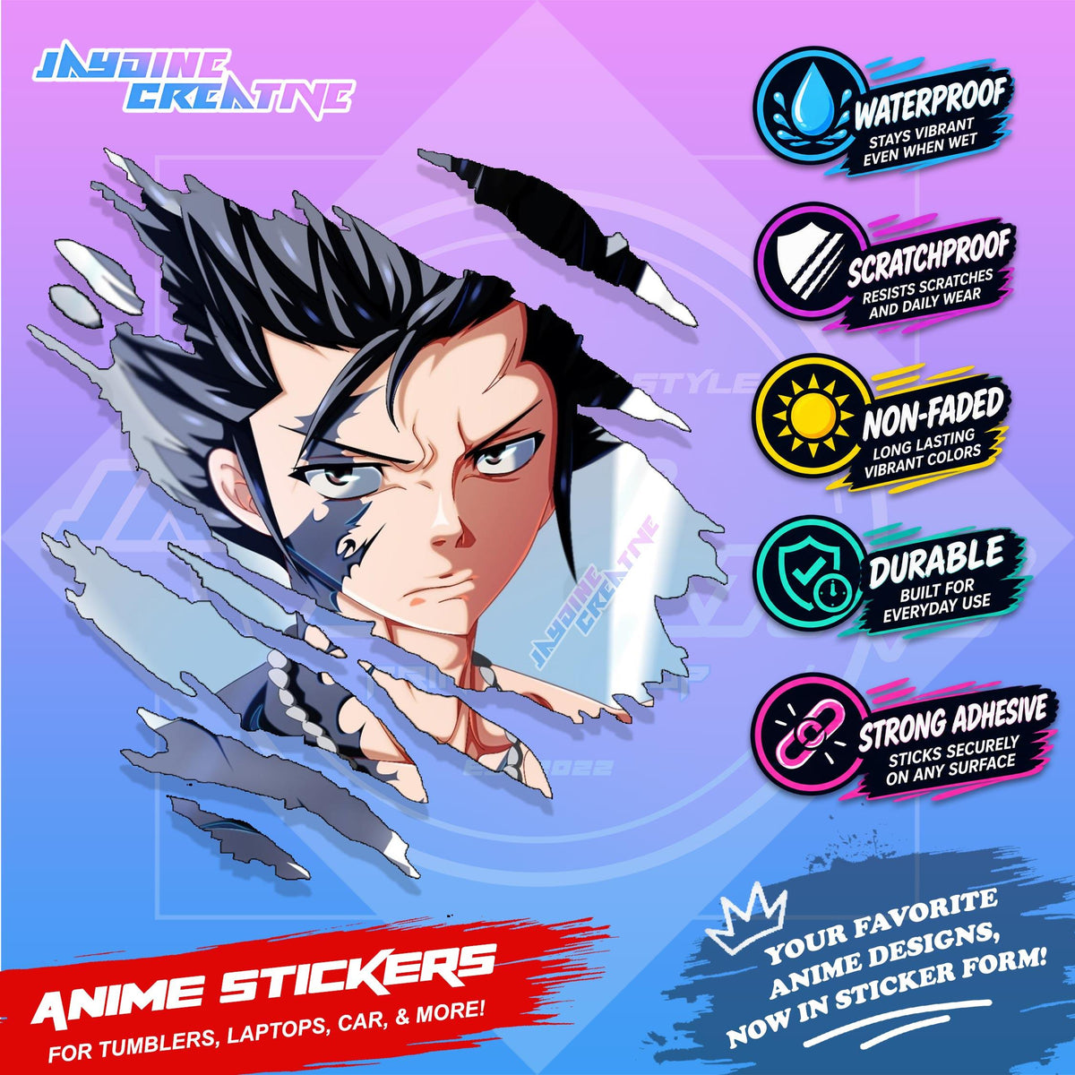 Fairy Tail Anime Inspired Scratch Sticker | Waterproof Vinyl for Helmet, Motorcycle Laptop & Tumbler