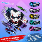 Joker Inspired Scratch Sticker Waterproof Vinyl for Helmet Motorcycle, Car & Tumbler