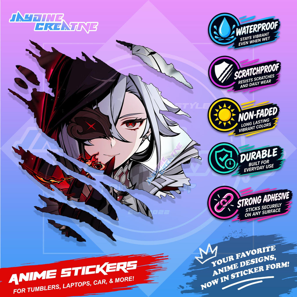 Genshin Fontaine Inspired Scratch Sticker | Waterproof Vinyl for Helmet Motorcycle, Laptop & Tumbler