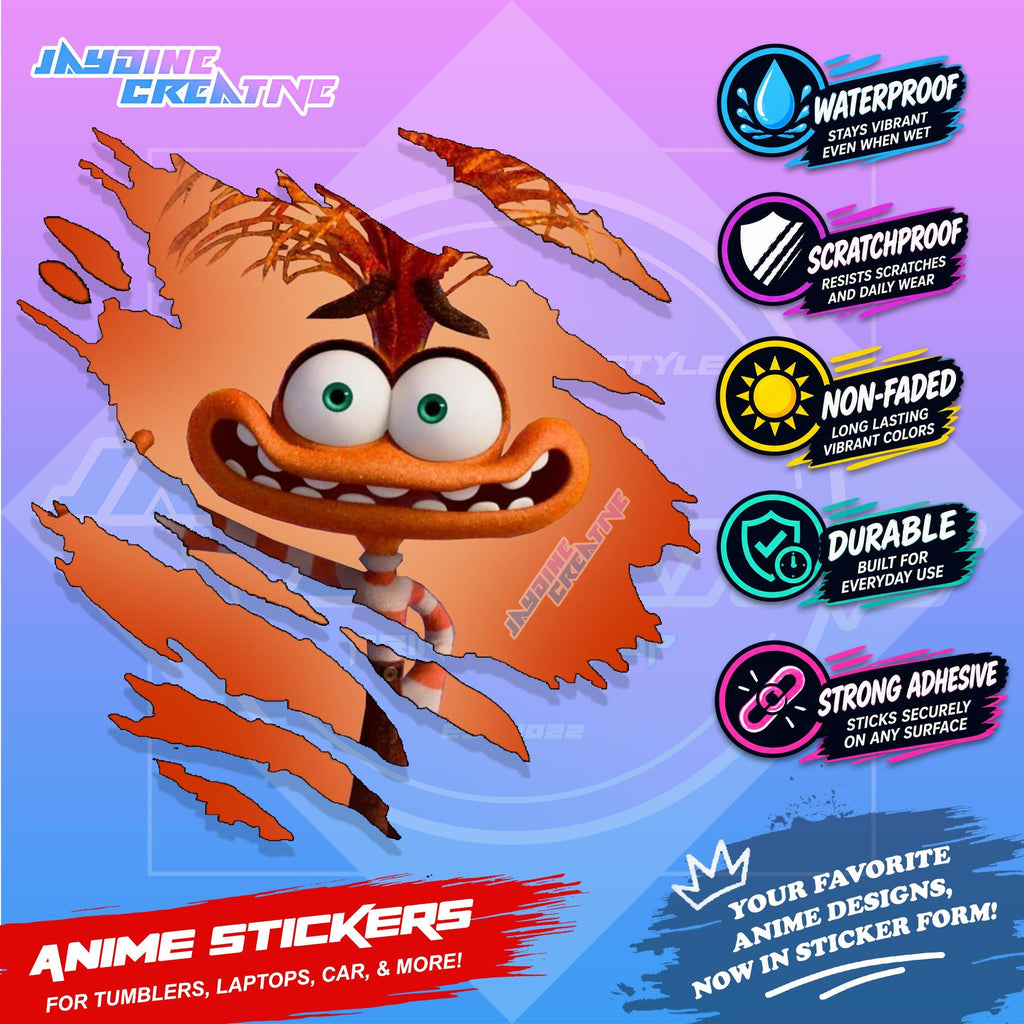 Inside Out Inspired Scratch Sticker Waterproof Vinyl for Helmet, Motorcycle, Laptop & Tumbler