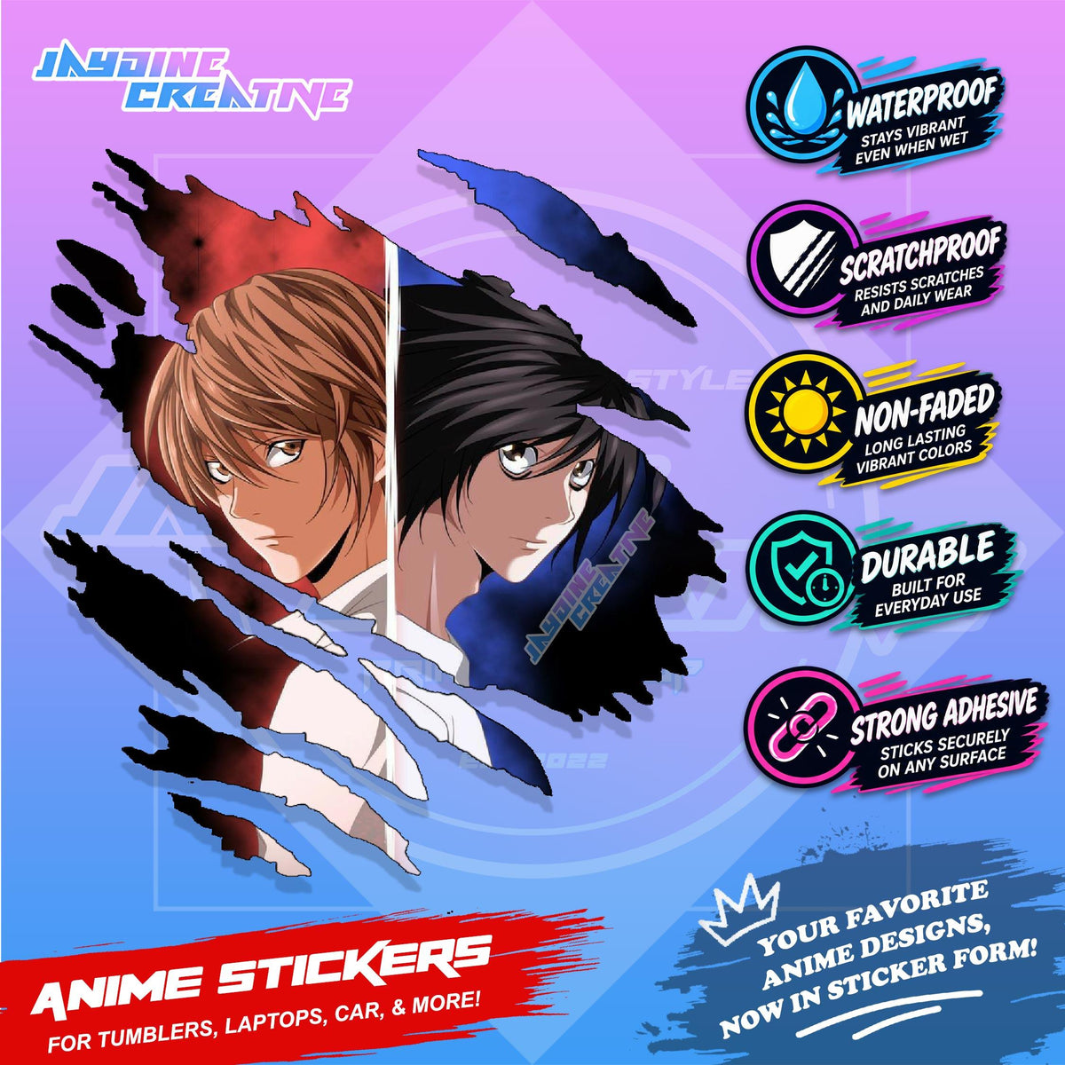 Death Note Anime Inspired Scratch Sticker | Waterproof Vinyl for Helmet Motorcycle, Laptop & Tumbler