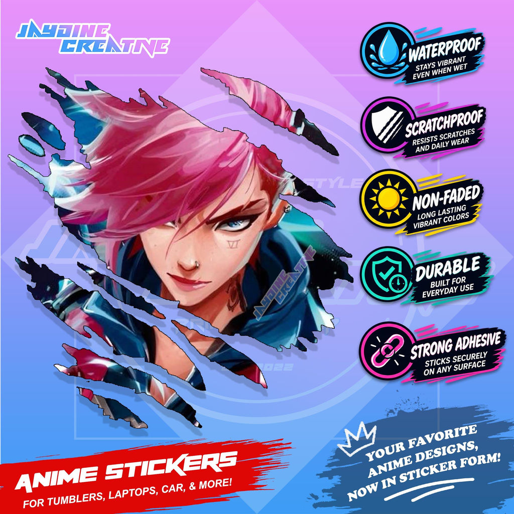 Arcane League of Legends Scratch Design Sticker | Waterproof Vinyl for Helmet, Motorcycle & Tumbler