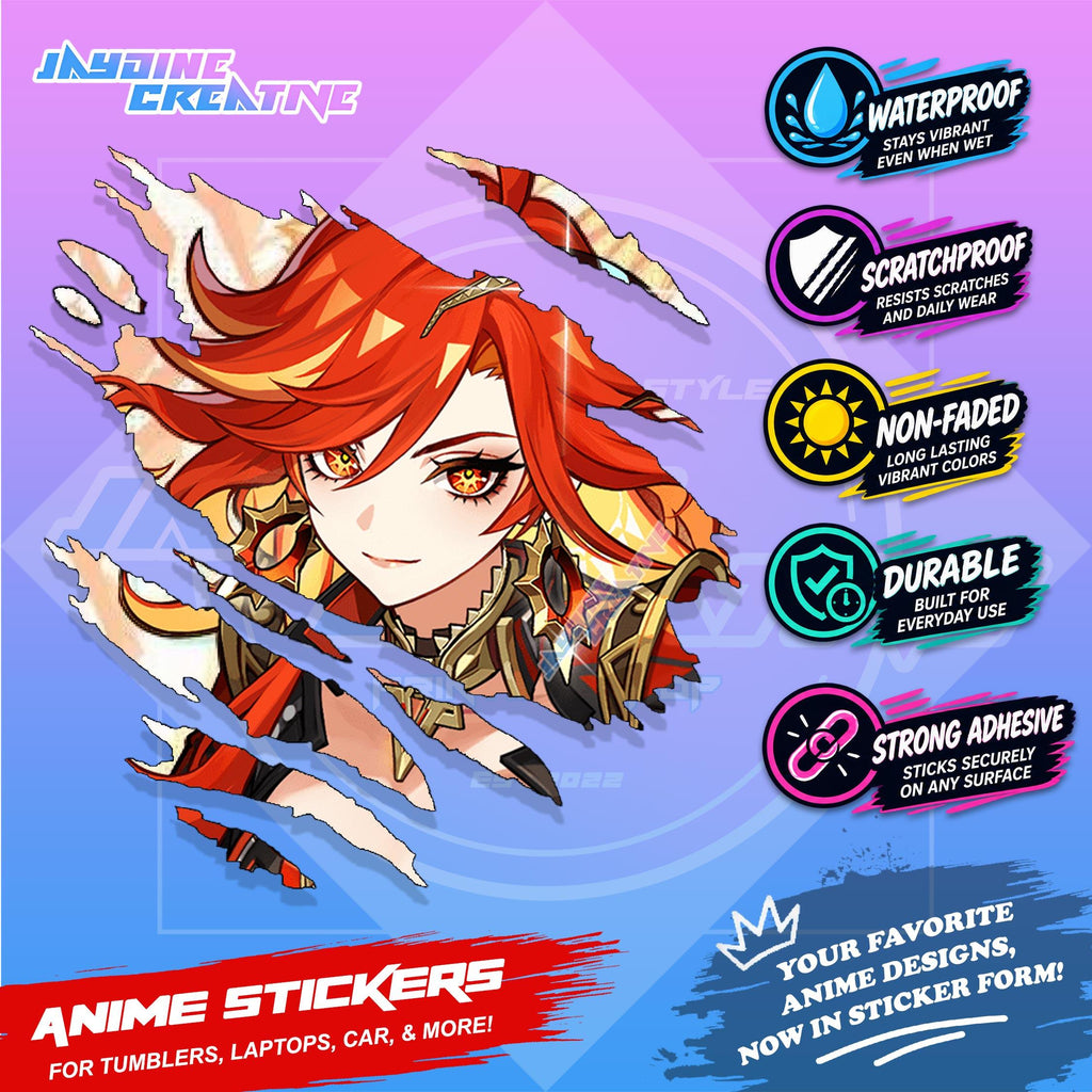 Genshin Natlan Inspired Scratch Sticker | Waterproof Vinyl for Helmet, Motorcycle, Laptop & Tumbler