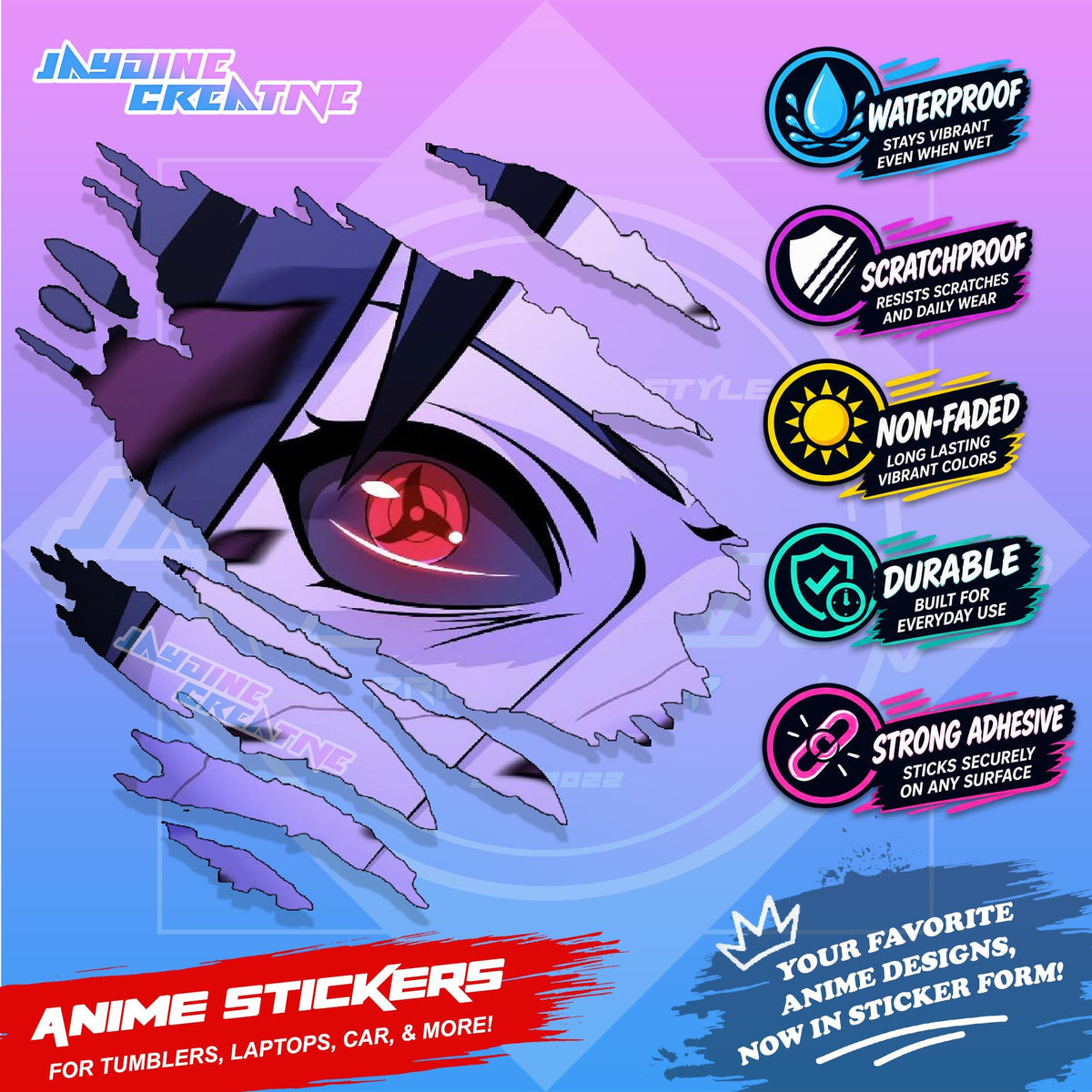 Naruto Inspired Scratch Sticker | Waterproof Vinyl for Helmet, Motorcycle, Car & Tumbler